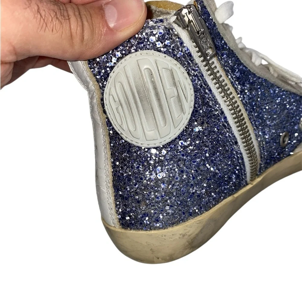 Golden Goose blue glitter Francy high-top sneakers - Picture 5 of 11
